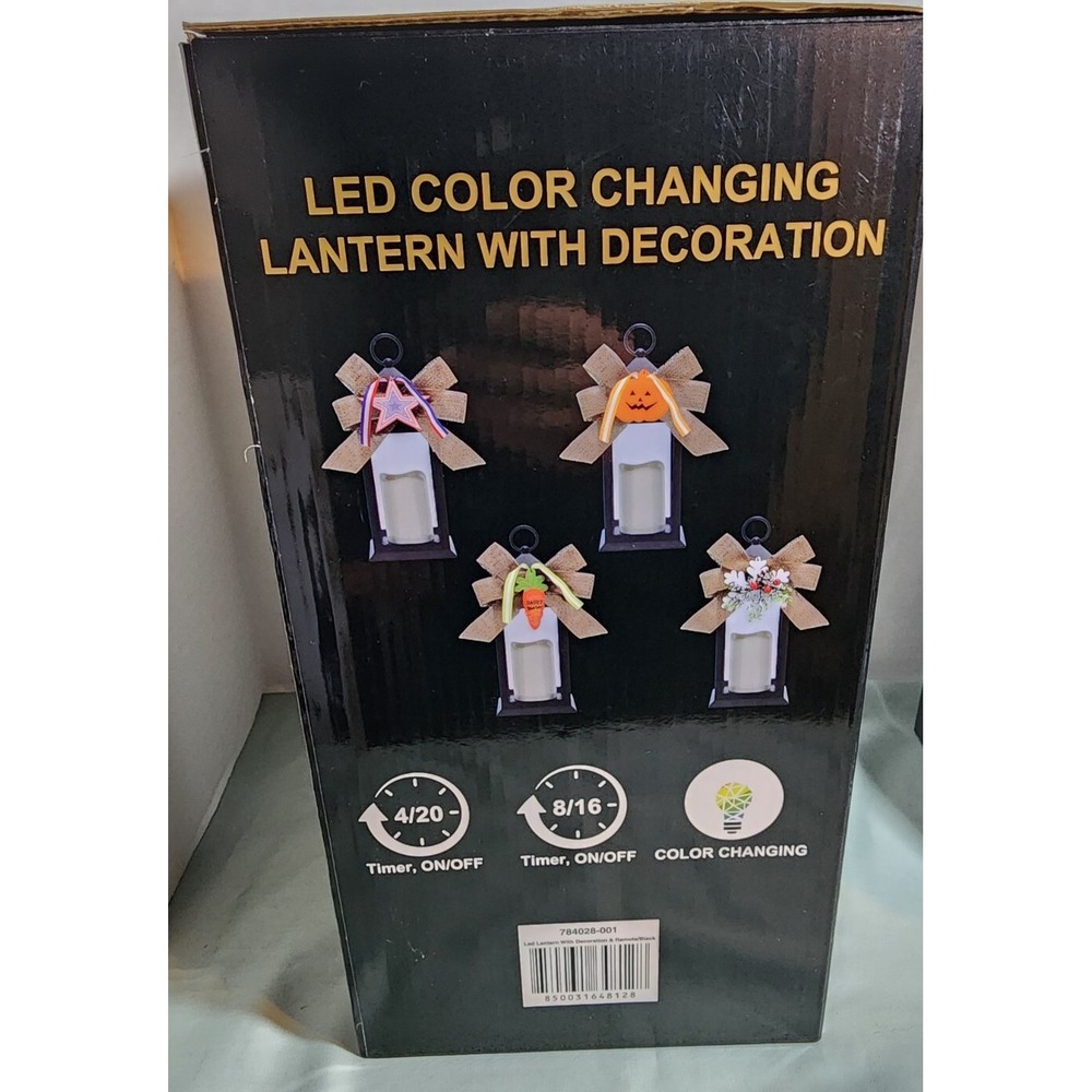 Black LED Color Changing Lantern With Decoration Easter Halloween Christmas 4th - Picture 3 of 3